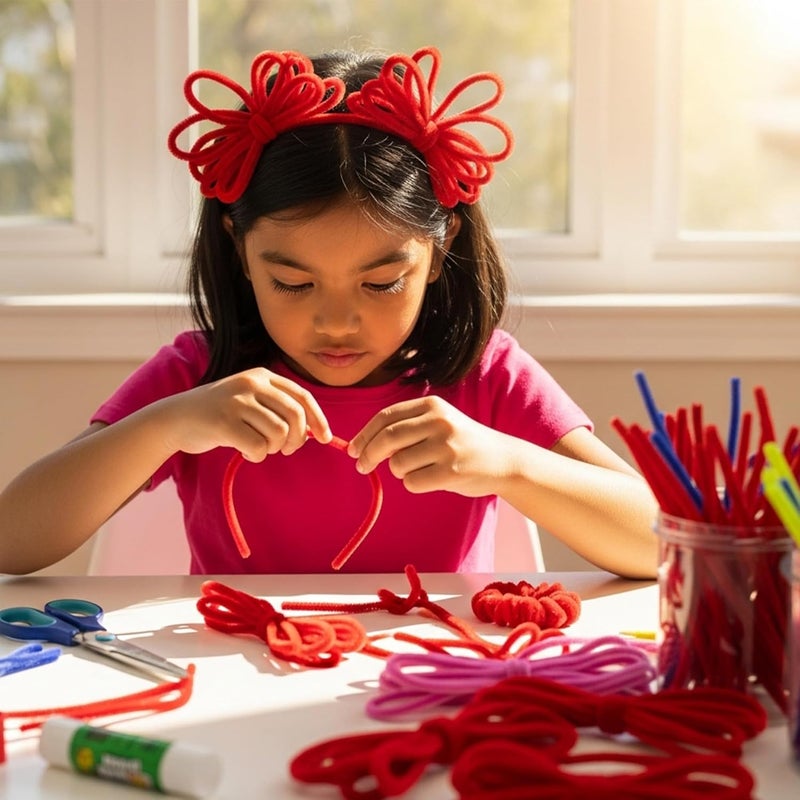 Caydo 500 Pieces Red Pipe Cleaners, Chenille Stems, Pipe Cleaner Crafts for DIY Art and Craft Projects Creative Gift Party Valentine's Day Decorations - Image 3